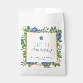 Elegante Gold Blue Hydrangea 20e Jubileum Party Bedankzakje (Voorkant)