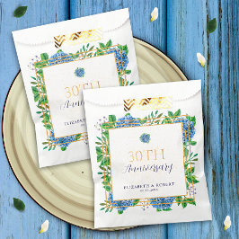 Elegante Gold Blue Hydrangea 30ste Jubileum Party Bedankzakje