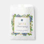 Elegante Gold Blue Hydrangea 50ste Jubileum Party Bedankzakje (Voorkant)