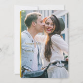 Elegante Gold Blush Bloemen Script Trouwfoto Save The Date (Achterkant)