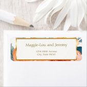 Elegante Gold Blush Bloemen Trouwadres Etiket (Insitu)