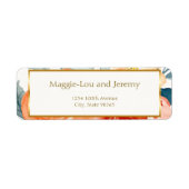 Elegante Gold Blush Bloemen Trouwadres Etiket (Voorkant)