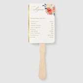 Elegante Gold Blush Floral Script Trouwprogramma Handwaaier (Voorkant)