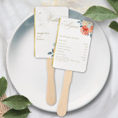 Elegante Gold Blush Floral Script Trouwprogramma Handwaaier