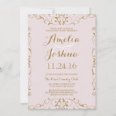 Elegante Gold Blush Swirl Engagement Party Uitnodi Kaart (Voorkant)