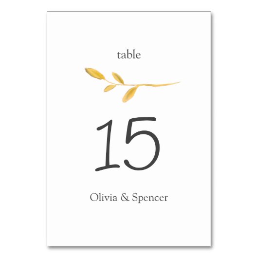 Elegante Gold Branch Modern Script Wedding Kaart (Voorkant)