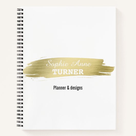 Elegante Gold Brush Stroke Professional Planner Notitieboek (Voorkant)