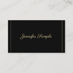Elegante Gold Calligraphy Zwart Trendy Plain Luxe Visitekaartje