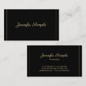 Elegante Gold Calligraphy Zwart Trendy Plain Luxe Visitekaartje (Voorkant / Achterkant)