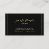 Elegante Gold Calligraphy Zwart Trendy Plain Luxe Visitekaartje (Achterkant)