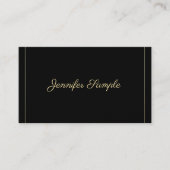 Elegante Gold Calligraphy Zwart Trendy Plain Luxe Visitekaartje (Voorkant)