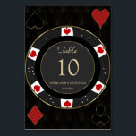 Elegante Gold Casino Poker Chip Wedding Kaart<br><div class="desc">Ons ontwerp is voorzien van een uniek ontwerp van de pokerchip versierd met faux goud voor een luxe touch,  speelkaartenpak,  een gouden Art Deco patroon op zwart als achtergrond. Gebruik de tool Personaliseren om uw gegevens toe te voegen. Ga voor meer informatie naar mijn Poker Casino Collectie</div>
