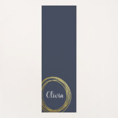 Elegante Gold Circle Gepersonaliseerde Marine Blau Yogamat (Voorkant)