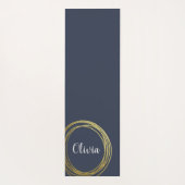 Elegante Gold Circle Gepersonaliseerde Marine Blau Yogamat (Achterkant)