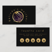 Elegante Gold Circle Nail Technician Loyaliteit Contactkaartje (Voorkant / Achterkant)