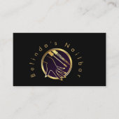 Elegante Gold Circle Nail Technician Loyaliteit Contactkaartje (Voorkant)