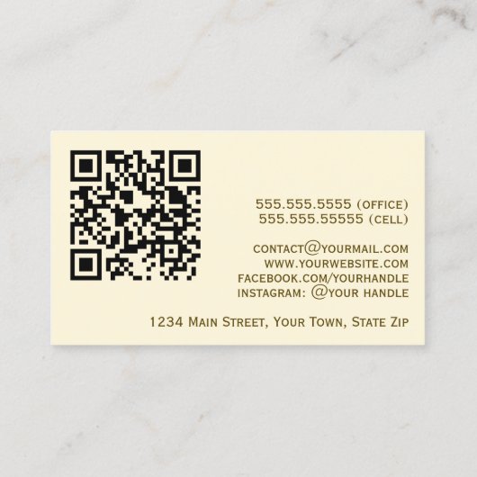 Elegante Gold & Cream Professionele QR-code Visitekaartje (Achterkant)