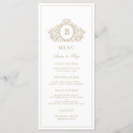 Elegante Gold Crest Monogram Custom Wedding Menu