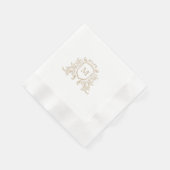 Elegante Gold Crest Monogram Custom Wedding Servet (Hoek)