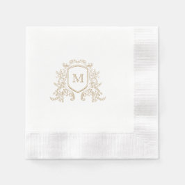 Elegante Gold Crest Monogram Custom Wedding Servet
