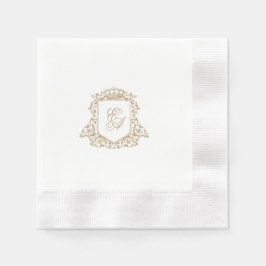 Elegante Gold Crest Monogram Custom Wedding Servet