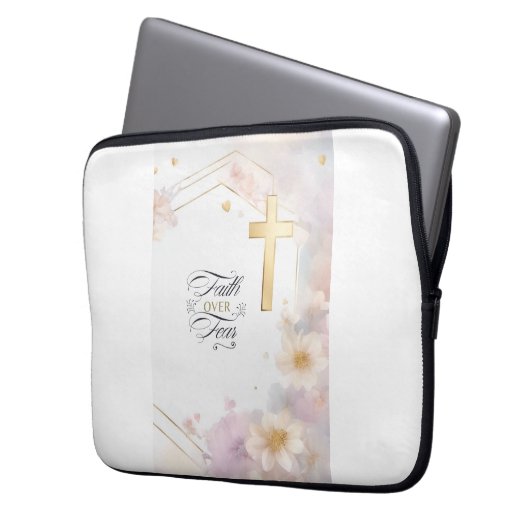 Elegante Gold Cross Electronics Bag Laptop Sleeve (Voorkant Links)