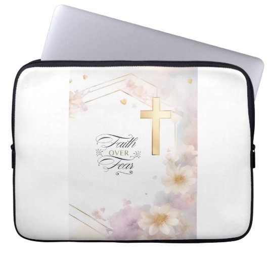 Elegante Gold Cross Electronics Bag Laptop Sleeve (Voorkant)