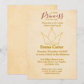 Elegante Gold Crown Baby shower uitnodiging (Voorkant / Achterkant)