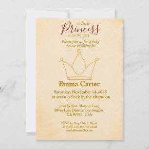 Elegante Gold Crown Baby shower uitnodiging