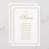 Elegante Gold Deco Tafelnummer Zitenkaart (Voorkant / Achterkant)