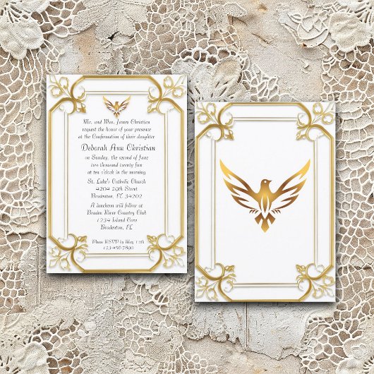 Elegante Gold Dove bevestiging Kaart