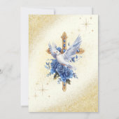 Elegante Gold Dove Blue Rozen doop Kaart (Achterkant)