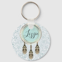 Elegante Gold Dreamcatcher Abstract gepersonalisee Sleutelhanger
