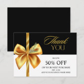Elegante Gold en Black Business-bedankkaart Bedankkaart (Voorkant / Achterkant)
