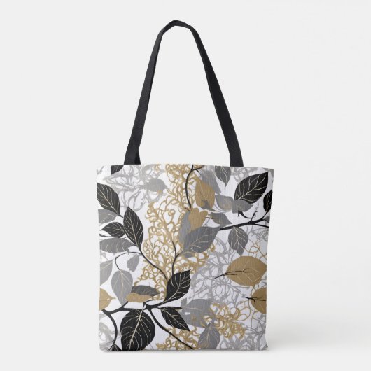 Elegante Gold en Black Leaf Vine Canvas tas (Achterkant)