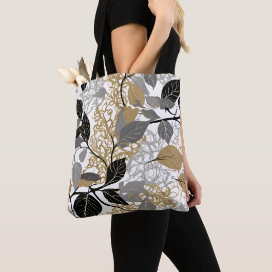 Elegante Gold en Black Leaf Vine Canvas tas (Dichtbij)