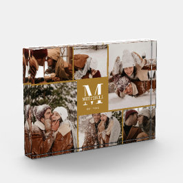 Elegante Gold Familie Fotocollage Keepsake Fotoblokken