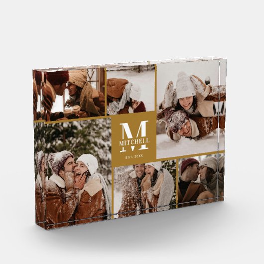 Elegante  Gold Familie Fotocollage Keepsake Fotoblokken (Links)