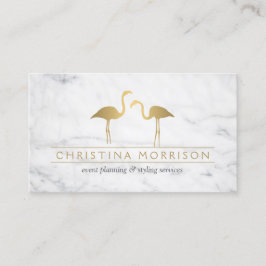 Elegante Gold Flamingos Event Planner White Marble Visitekaartje
