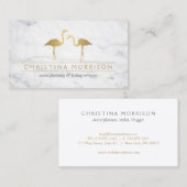 Elegante Gold Flamingos Event Planner White Marble Visitekaartje (Voorkant / Achterkant)