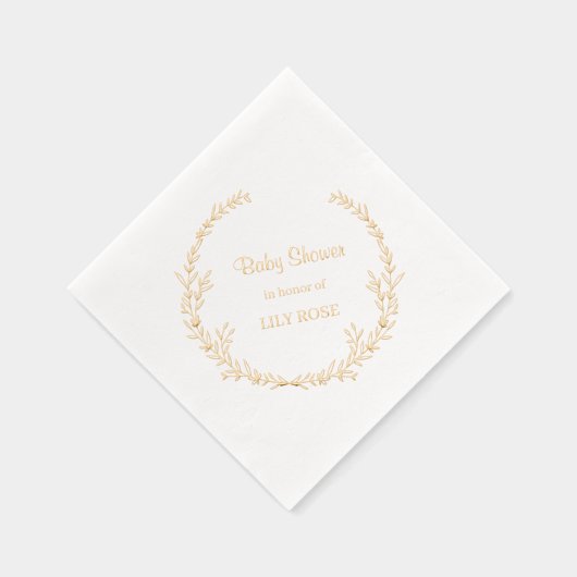 Elegante Gold Floral Wreat Baby shower Party Suppl Folie Servetten (Rechts)