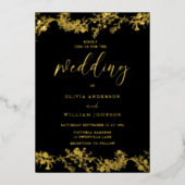 Elegante  Gold Foil Bloemen bruiloft Folie Uitnodiging (Voorkant)