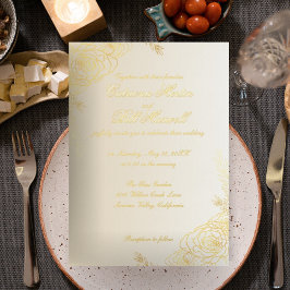 Elegante Gold Foil Bloemen Huwelijksuitnodiging Fo Folie Uitnodiging