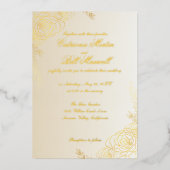 Elegante Gold Foil Bloemen Huwelijksuitnodiging Fo Folie Uitnodiging (Voorkant)