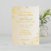 Elegante Gold Foil Bloemen Huwelijksuitnodiging Fo Folie Uitnodiging (Staand Voorkant)