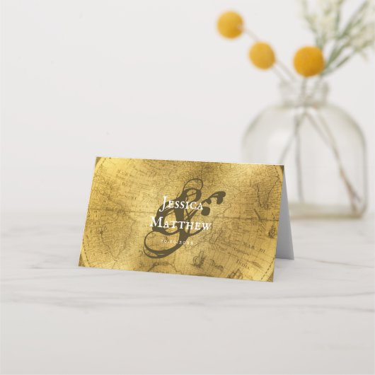 Elegante  Gold Foil bruiloft Plaatskaartje (Achterkant)