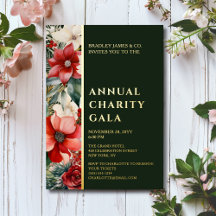 Elegante Gold Foil Floral Charity Event Gala Party