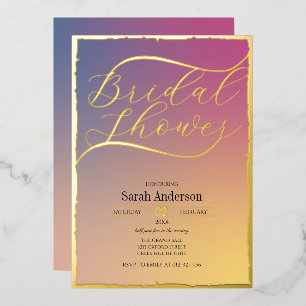 Elegante Gold Foil Gradient Vrijgezellenfeest Invi Folie Uitnodiging