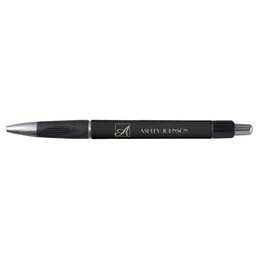 Elegante Gold Foil Monogram Pen voor School of Wer (Voorkant)