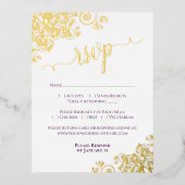 Elegante Gold Foil Plum Paarse bruiloft RSVP Kaart (Voorkant)